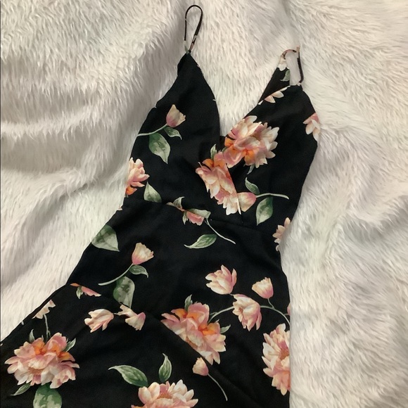 Lush black floral maxi summer dress size small - Picture 2 of 6